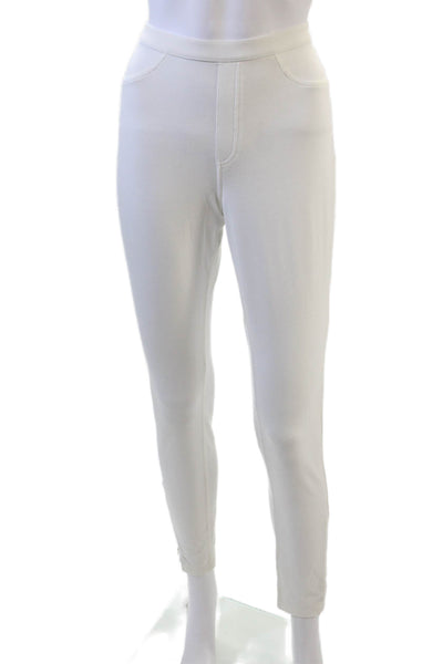 Simply Noelle Womens Elastic Waist Ankle Zip Jeggings White Size S/M