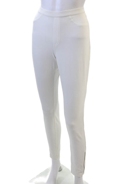 Simply Noelle Womens Elastic Waist Ankle Zip Jeggings White Size S/M