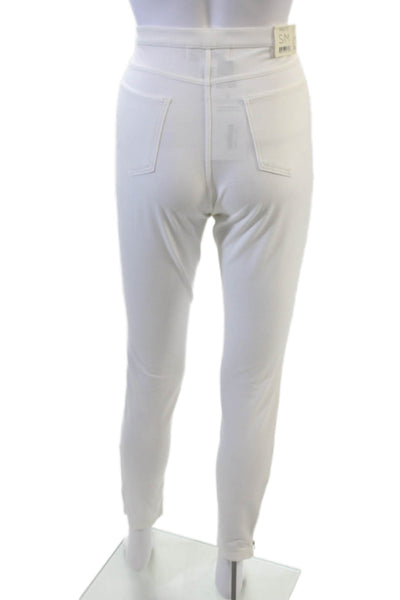 Simply Noelle Womens Elastic Waist Ankle Zip Jeggings White Size S/M