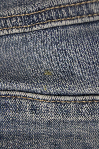 Paige Womens Haxton Straight Ankle Raw Hem Chain Detail Jeans Blue Size 30