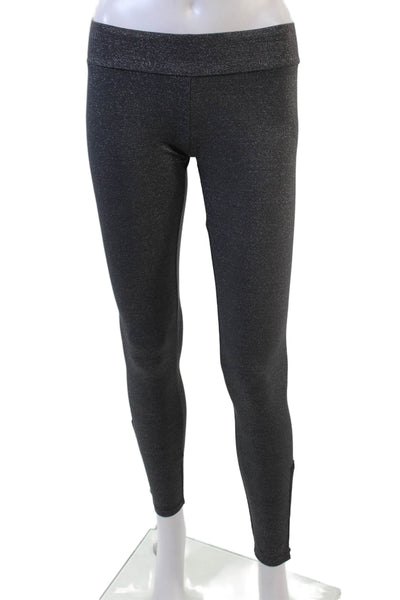 Free People Womens Metallic Elastic Waist Ankle Zip Leggings Gray Size XS