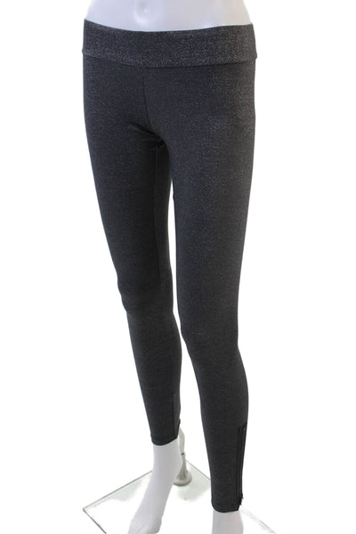 Free People Womens Metallic Elastic Waist Ankle Zip Leggings Gray Size XS
