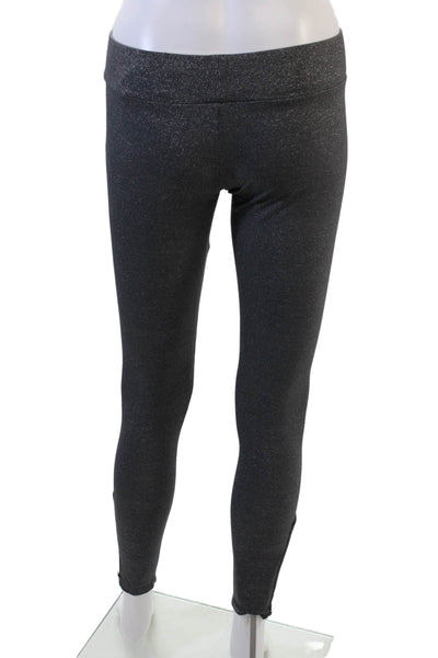Free People Womens Metallic Elastic Waist Ankle Zip Leggings Gray Size XS