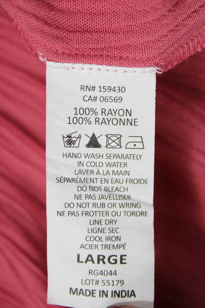 Elan Womens Solid Drawstring Waist Riffle A Line Skirt Pink Size L