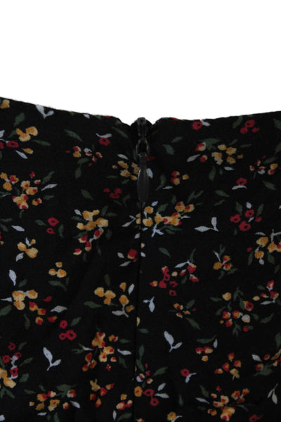 Zara Womens Sleeveless V Neck Floral Printed Slit Mini Dress Black Size Medium