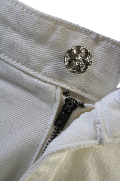 Zara Womens Zipper Fly High Rise Straight Leg Jeans White Denim Size 6