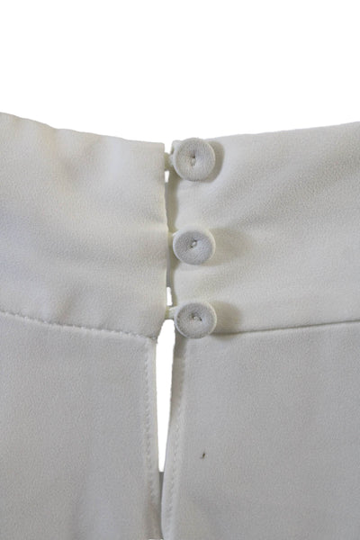 BCBGMAXAZRIA Womens Cutout Halter Neck Sheer Sleeveless Blouse White Size XS
