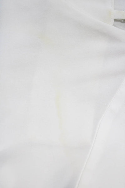 BCBGMAXAZRIA Womens Cutout Halter Neck Sheer Sleeveless Blouse White Size XS