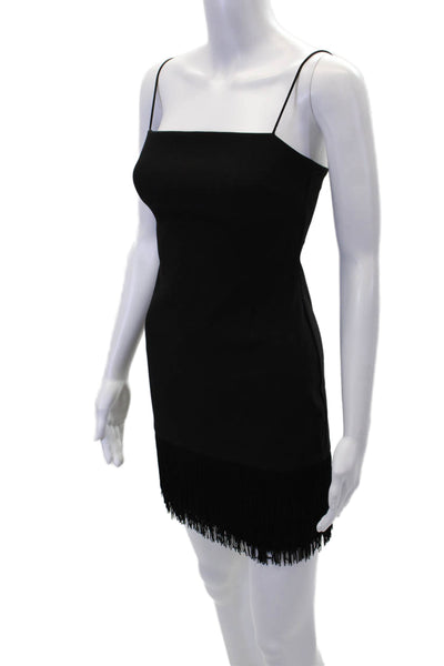 Likely Womens Square Neck Sleeveless Bodycon Fringe Mini Dress Black Size 2