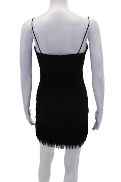 Likely Womens Square Neck Sleeveless Bodycon Fringe Mini Dress Black Size 2