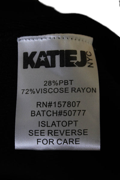 KatieJNYC Womens Ruffled Sleeveless Stretch Knit Blouse Top Black Size XL