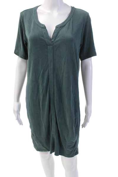 Athleta Womens Short Sleeve V-Neck Pullover Midi Dress Green Size M