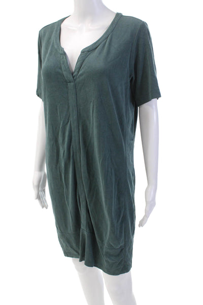 Athleta Womens Short Sleeve V-Neck Pullover Midi Dress Green Size M