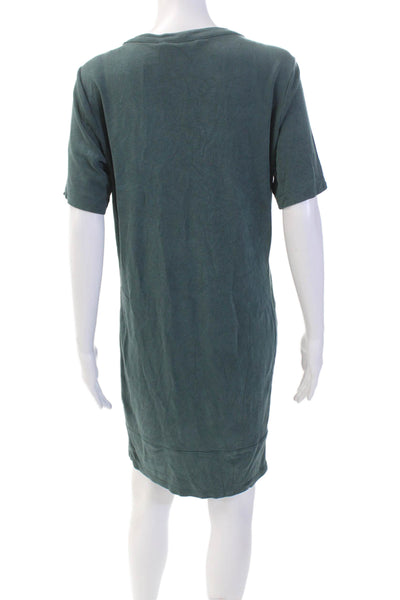 Athleta Womens Short Sleeve V-Neck Pullover Midi Dress Green Size M