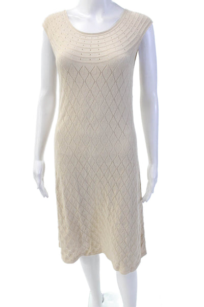 Sundance Womens Cotton Sleeveless Open Knit Stretch Midi Dress Beige Size M