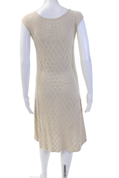Sundance Womens Cotton Sleeveless Open Knit Stretch Midi Dress Beige Size M