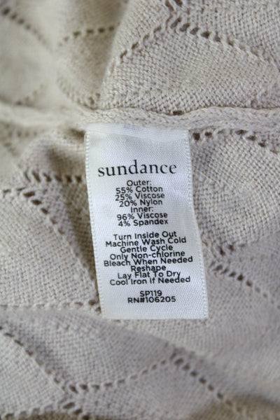 Sundance Womens Cotton Sleeveless Open Knit Stretch Midi Dress Beige Size M