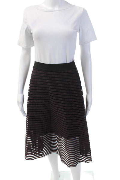 & Other Stories Womens Striped Print High Waist Midi A-Line Skirt Pink Size 6