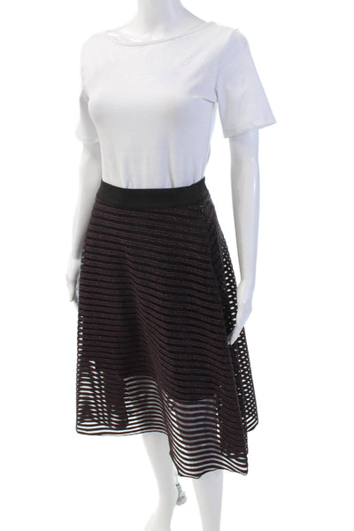 & Other Stories Womens Striped Print High Waist Midi A-Line Skirt Pink Size 6