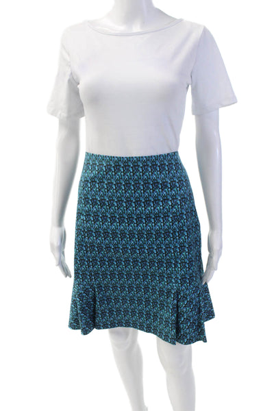 Akris Punto Womens Textured Lined Zip Pattern Mini Skirt Blue Size 10