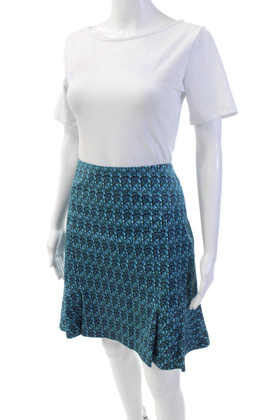 Akris Punto Womens Textured Lined Zip Pattern Mini Skirt Blue Size 10