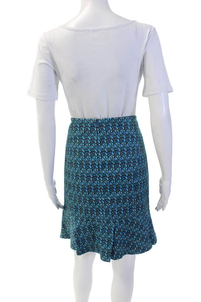Akris Punto Womens Textured Lined Zip Pattern Mini Skirt Blue Size 10