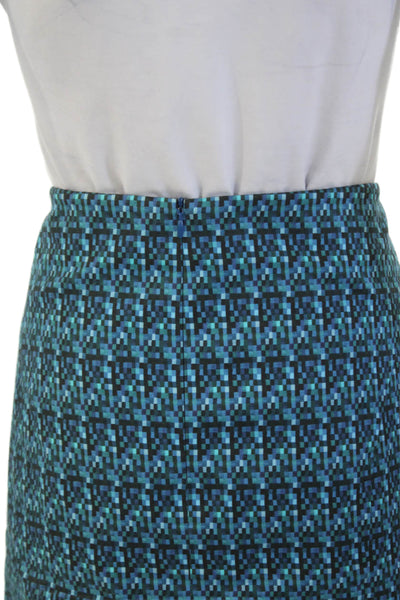 Akris Punto Womens Textured Lined Zip Pattern Mini Skirt Blue Size 10