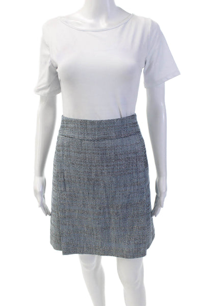 Akris Punto Womens Cotton Zip Lined Pleated Midi Straight Skirt Blue Size 06