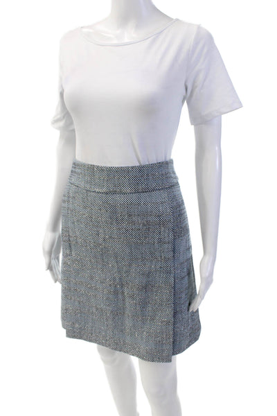 Akris Punto Womens Cotton Zip Lined Pleated Midi Straight Skirt Blue Size 06