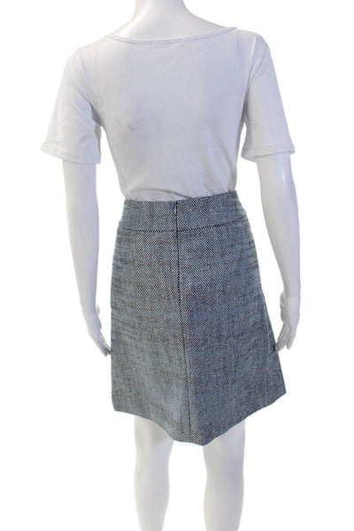 Akris Punto Womens Cotton Zip Lined Pleated Midi Straight Skirt Blue Size 06