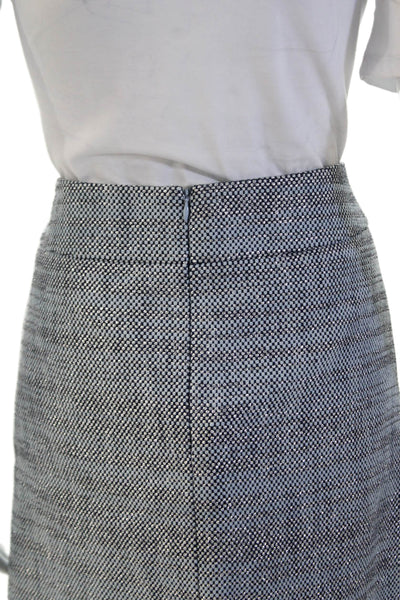 Akris Punto Womens Cotton Zip Lined Pleated Midi Straight Skirt Blue Size 06