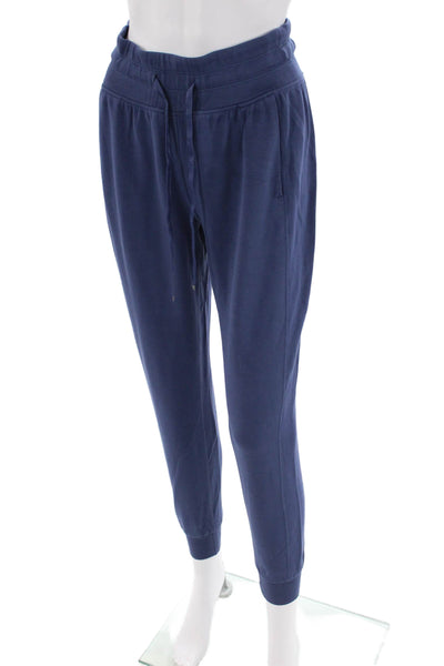 Travis Mathew Womens Drawstring Waist High-Rise Tapered Sweatpants Blue Size S