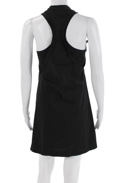 BCBGMAXAZRIA Womens Cotton Pleated Scoop Neck Sleeveless Dress Black Size XXS