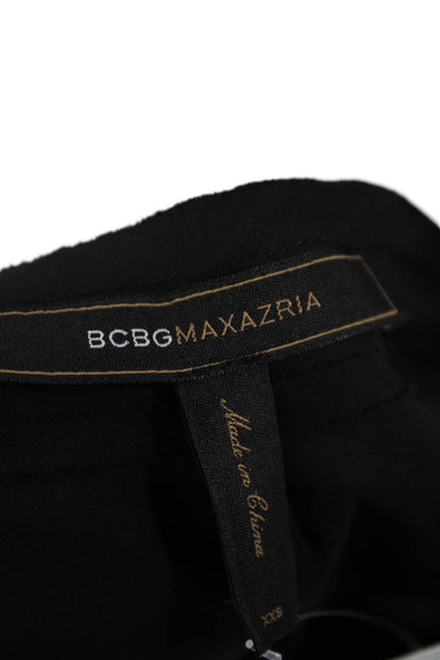 BCBGMAXAZRIA Womens Cotton Pleated Scoop Neck Sleeveless Dress Black Size XXS