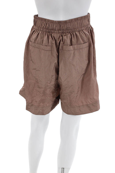 Varley Womens Elastic Waistband High Rise Lightweight Shorts Brown Size Small