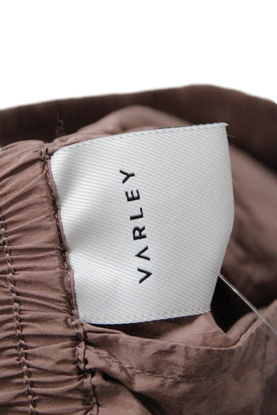 Varley Womens Elastic Waistband High Rise Lightweight Shorts Brown Size Small