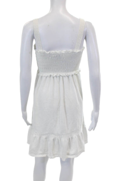 Juicy Couture Womens Cotton Terry Smocked Sleeveless Tank Dress White Size S
