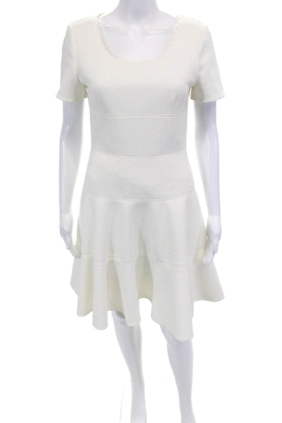 Rebecca Taylor Womens Scoop Neck Short Sleeve Knee Length Dress White Size 4