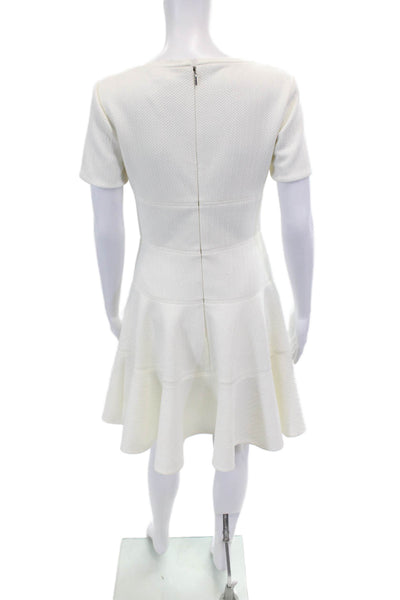 Rebecca Taylor Womens Scoop Neck Short Sleeve Knee Length Dress White Size 4