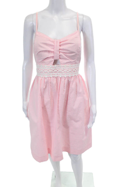 Lilly Pulitzer Womens Cotton Striped V-Neck Sleeveless Mini Dress Pink Size 12