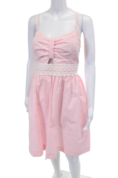 Lilly Pulitzer Womens Cotton Striped V-Neck Sleeveless Mini Dress Pink Size 12