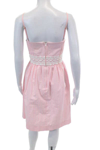 Lilly Pulitzer Womens Cotton Striped V-Neck Sleeveless Mini Dress Pink Size 12