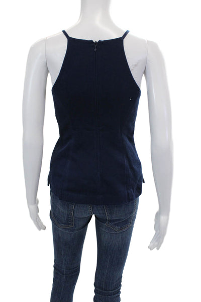 Lilly Pulitzer Womens Sleeveless Halter Neck Zippered Tank Top Blue Size 00