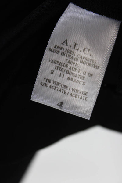 ALC Womens Short Sleeve Zippered Round Neck Mini Dress Solid Black Size 4
