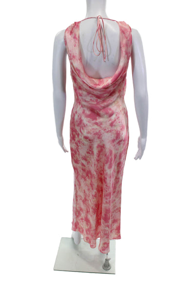 Zara Womens Tie-Dye Print Cowl Neck Sleeveless Mid-Calf Dress Pink Size XS