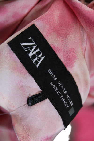 Zara Womens Tie-Dye Print Cowl Neck Sleeveless Mid-Calf Dress Pink Size XS