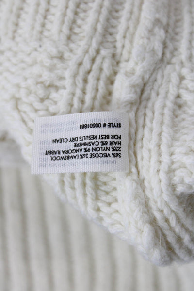 Club Monaco Womens Cotton Long Sleeve Braided Knit Sweater Cream Size M