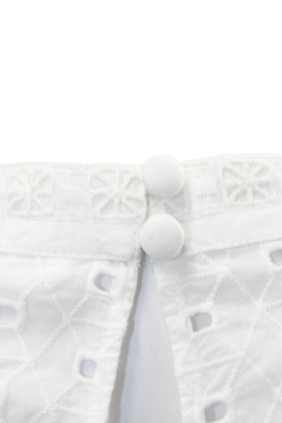 Veronica Beard Round Neck Short Sleeve Lined Lace Blouse Top White Size 10