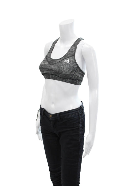 Adidas Womens Stretch Abstract Print Scoop Neck Activewear Bra Gray Size S