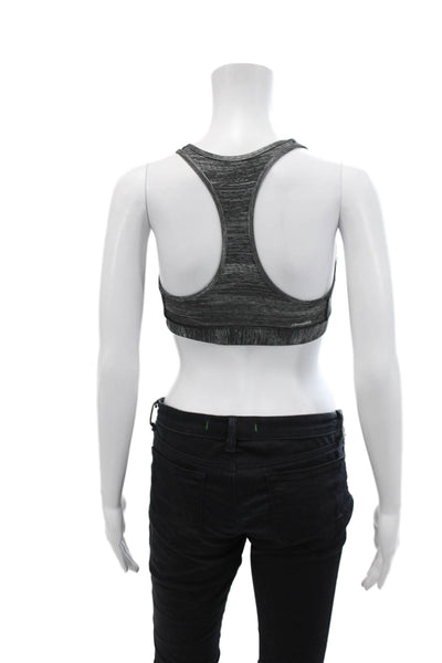Adidas Womens Stretch Abstract Print Scoop Neck Activewear Bra Gray Size S